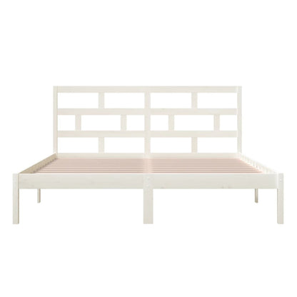 Bed Frame | White | Solid pine wood, plywood | Double | Modern
