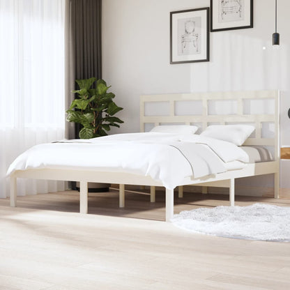 Bed Frame | White | Solid pine wood, plywood | Double | Modern