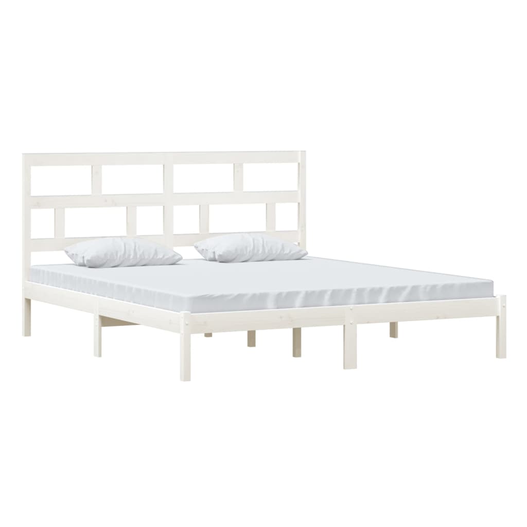 Bed Frame | White | Solid Pine Wood, Plywood | Super King