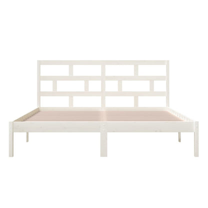 Bed Frame | White | Solid Pine Wood, Plywood | Super King