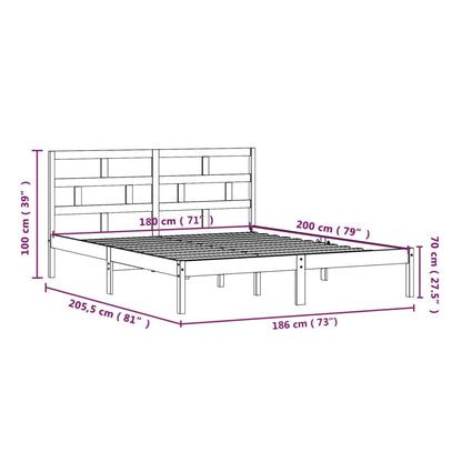 Bed Frame | White | Solid Pine Wood, Plywood | Super King