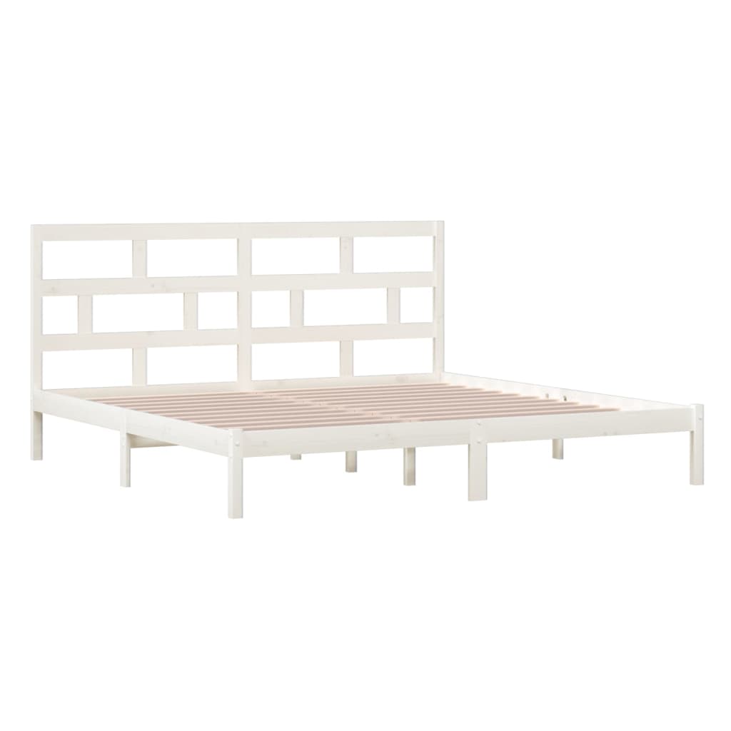 Bed Frame | White | Solid Pine Wood | 200x200 cm | Durable | Bed Frame