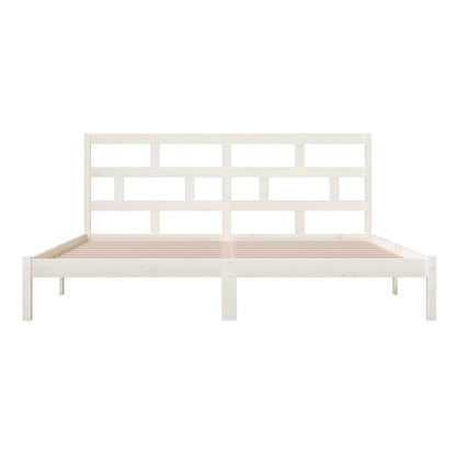 Bed Frame | White | Solid Pine Wood | 200x200 cm | Durable | Bed Frame