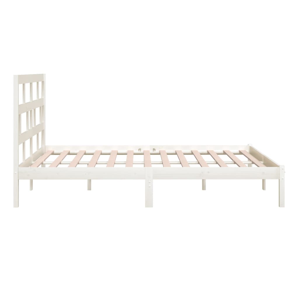 Bed Frame | White | Solid Pine Wood | 200x200 cm | Durable | Bed Frame