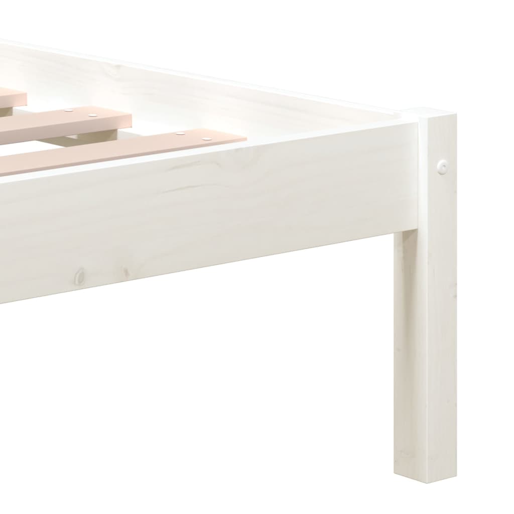 Bed Frame | White | Solid Pine Wood | 200x200 cm | Durable | Bed Frame