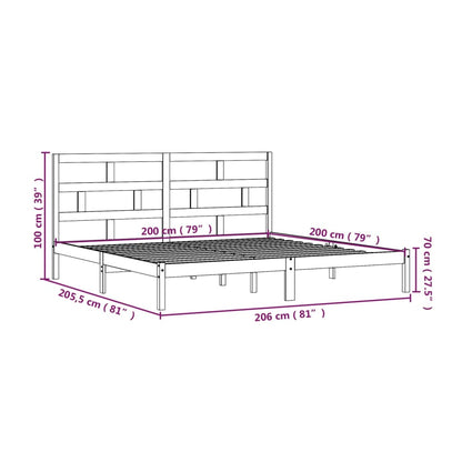 Bed Frame | White | Solid Pine Wood | 200x200 cm | Durable | Bed Frame