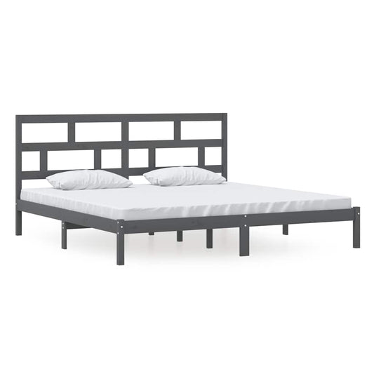 Bed Frame without Mattress Grey Solid Wood Pine 200x200 cm