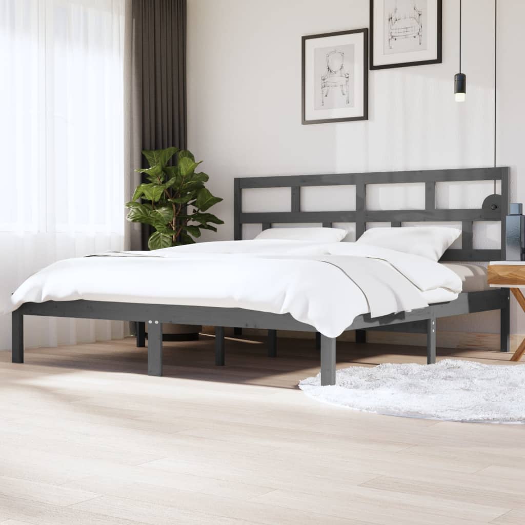 Bed Frame | Grey | Solid Pine Wood | Double | Classic/Traditional