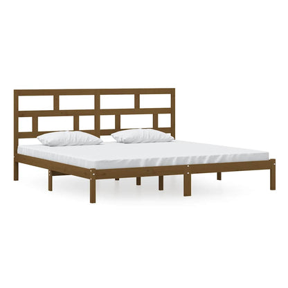 Bed Frame | Honey brown | Solid Pine Wood | 200x200 cm | Bed Frame
