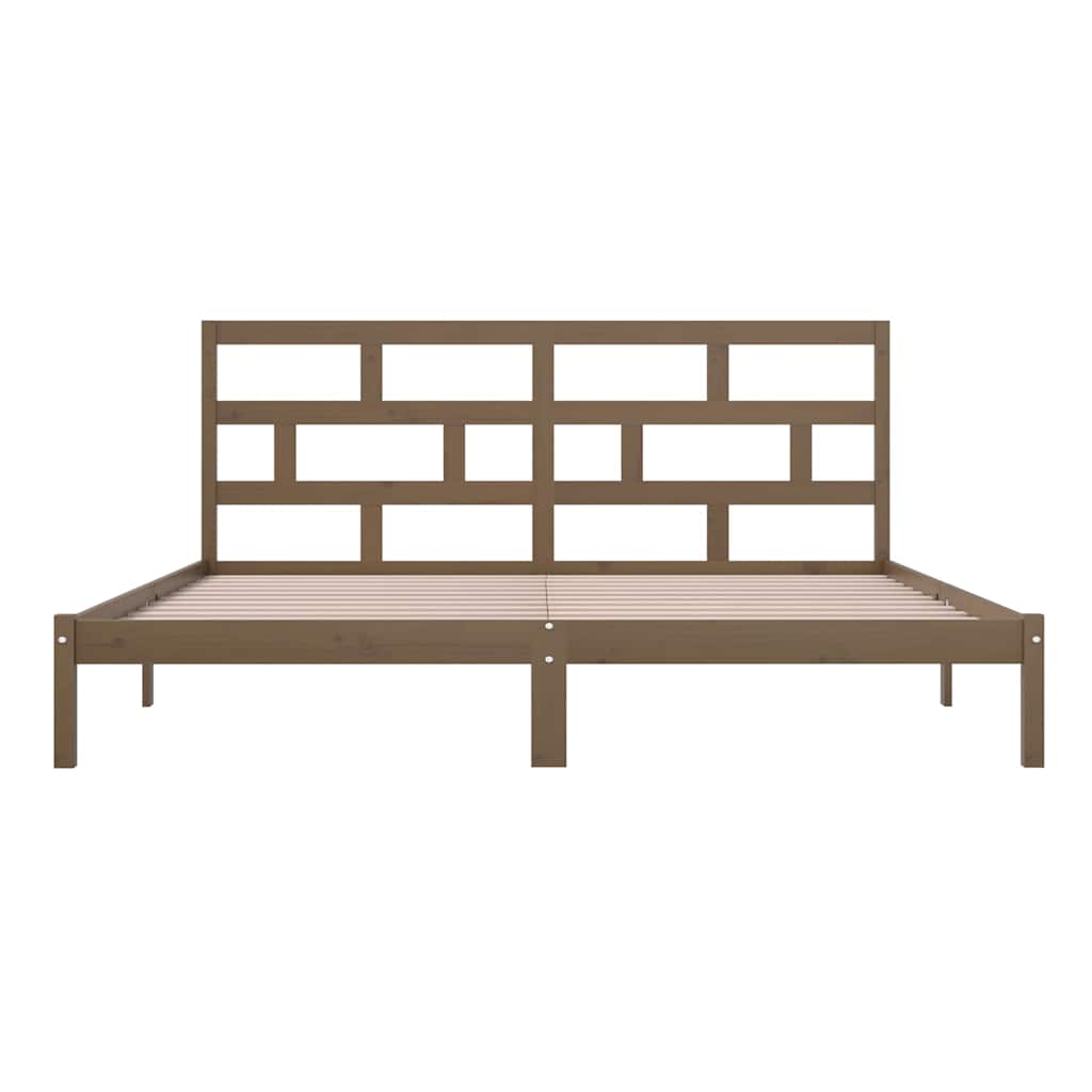 Bed Frame | Honey brown | Solid Pine Wood | 200x200 cm | Bed Frame