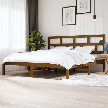 Bed Frame | Honey brown | Solid Pine Wood | 200x200 cm | Bed Frame