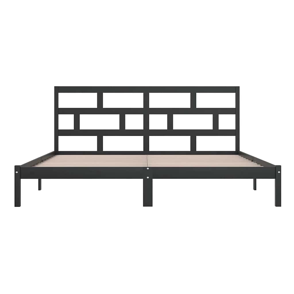 3101242 vidaXL Bed Frame without Mattress Black Solid Wood Pine 200x200 cm (810041+814218)