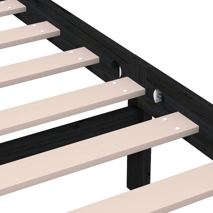3101242 vidaXL Bed Frame without Mattress Black Solid Wood Pine 200x200 cm (810041+814218)
