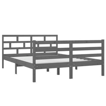 3101265 vidaXL Bed Frame without Mattress Grey Solid Wood 140x190 cm (810412+814196)