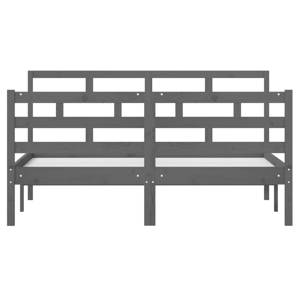 3101265 vidaXL Bed Frame without Mattress Grey Solid Wood 140x190 cm (810412+814196)