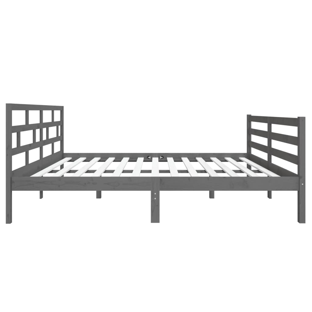 3101265 vidaXL Bed Frame without Mattress Grey Solid Wood 140x190 cm (810412+814196)