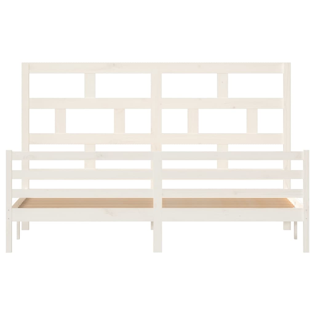 Bed Frame | White | Solid Pine Wood | Double | Durable | Bed Frame