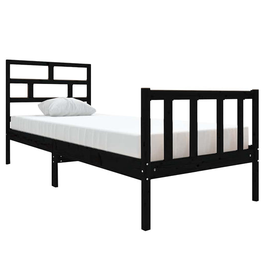 Bed Frame | Black | Solid Pine Wood | Small Single | Durable | Bed Frame