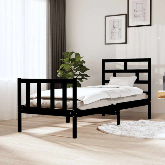 Bed Frame | Black | Solid Pine Wood | Small Single | Durable | Bed Frame