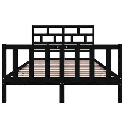 Bed Frame | Black | Solid pine wood | 135x190 cm | Durable | Bed Frame