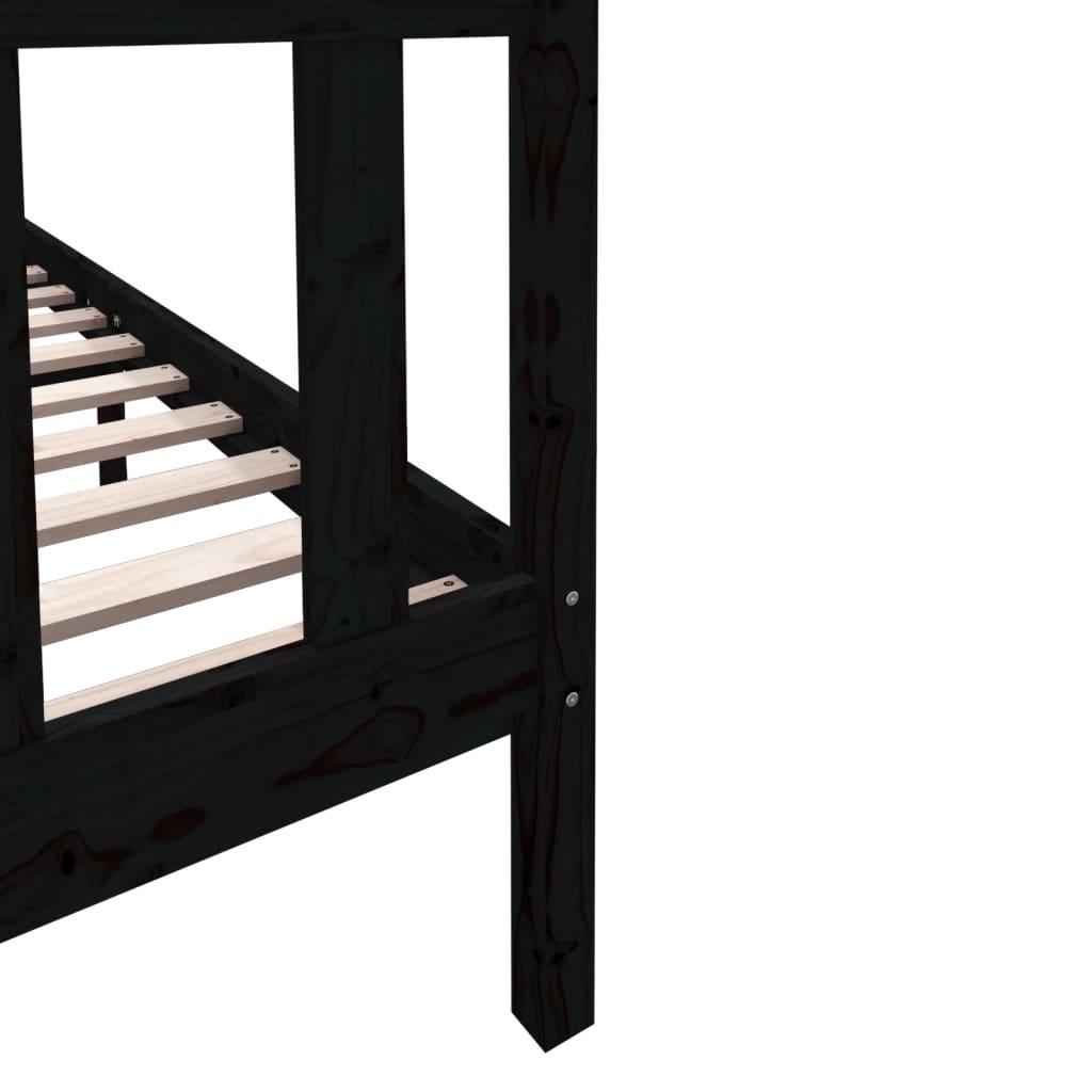 Bed Frame | Black | Solid pine wood | 135x190 cm | Durable | Bed Frame