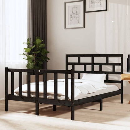 Bed Frame | Black | Solid pine wood | 135x190 cm | Durable | Bed Frame