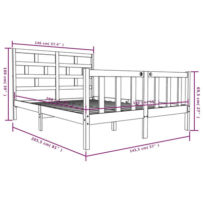 3101348 vidaXL Bed Frame without Mattress Solid Wood 140x200 cm (810082+814194)