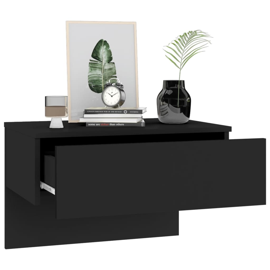 Wall-mounted Bedside Cabinet Black