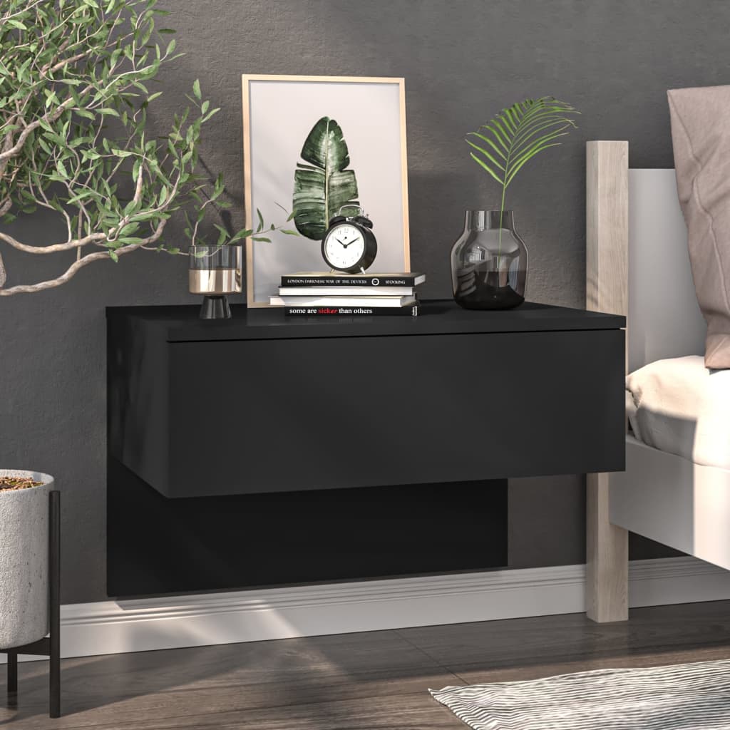 Wall-mounted Bedside Cabinet Black