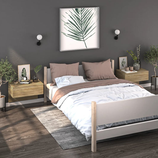 Wall-mounted Bedside Cabinet | Set of 2 | Sonoma Oak | Engineered Wood