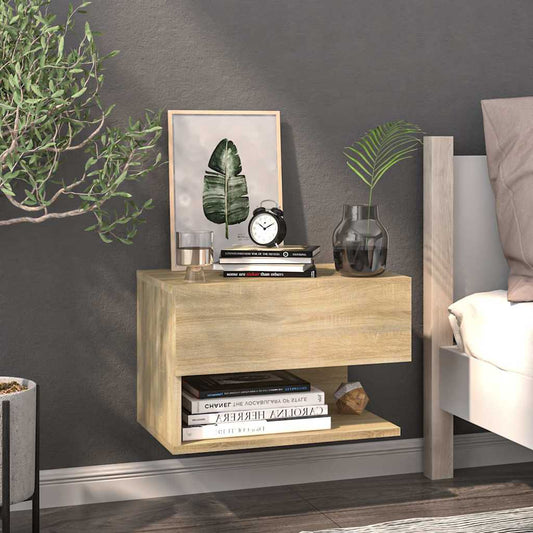 810959 vidaXL Wall-mounted Bedside Cabinet Sonoma Oak