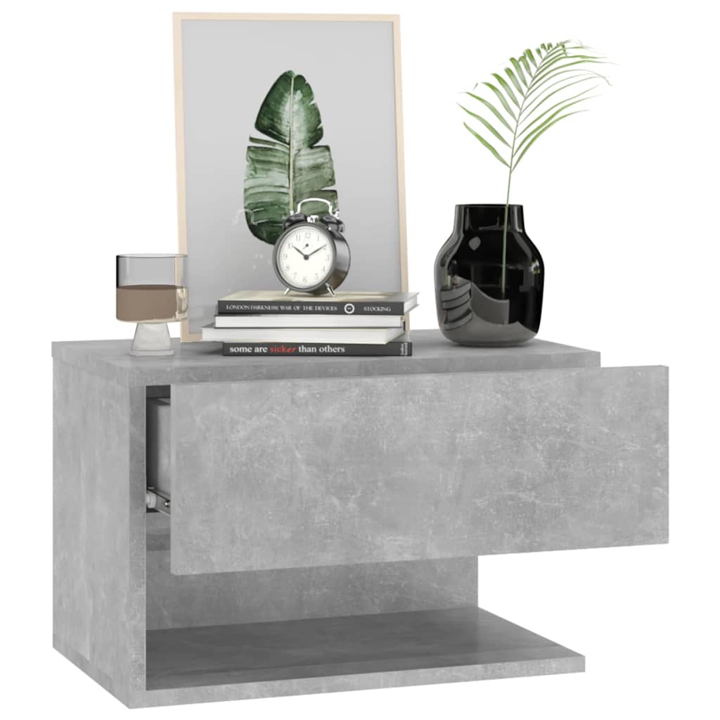 Wall-mounted Bedside Cabinet Concrete Grey