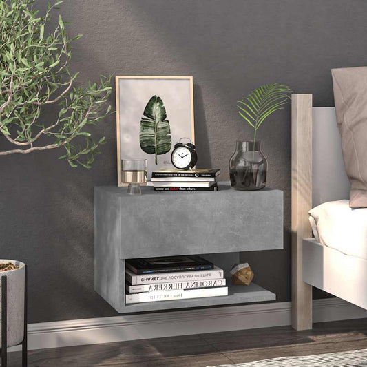 810961 vidaXL Wall-mounted Bedside Cabinet Concrete Grey