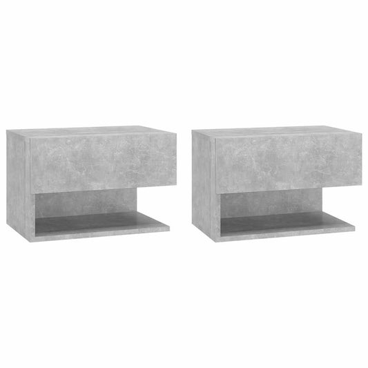 810962 vidaXL Wall-mounted Bedside Cabinets 2 pcs Concrete Grey