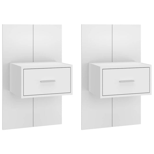 810972 vidaXL Wall-mounted Bedside Cabinets 2 pcs White