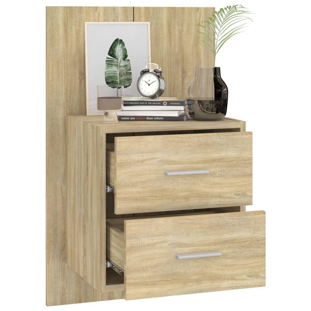 Wall-mounted Bedside Cabinets 2 pcs Sonoma Oak