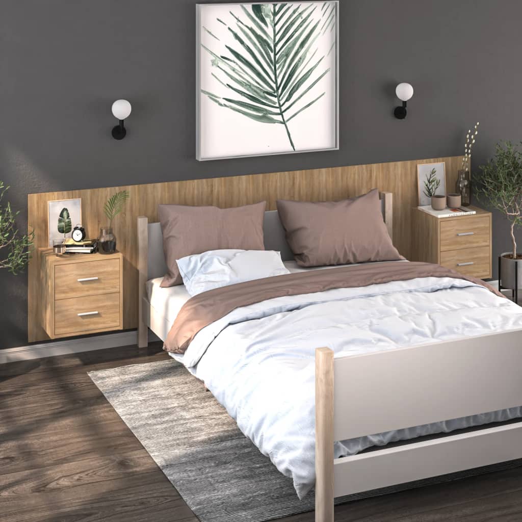Wall-mounted Bedside Cabinets 2 pcs Sonoma Oak