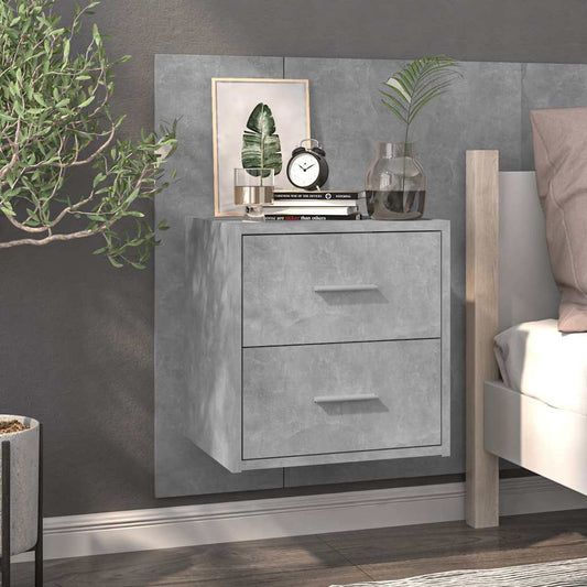 810997 vidaXL Wall-mounted Bedside Cabinet Concrete Grey