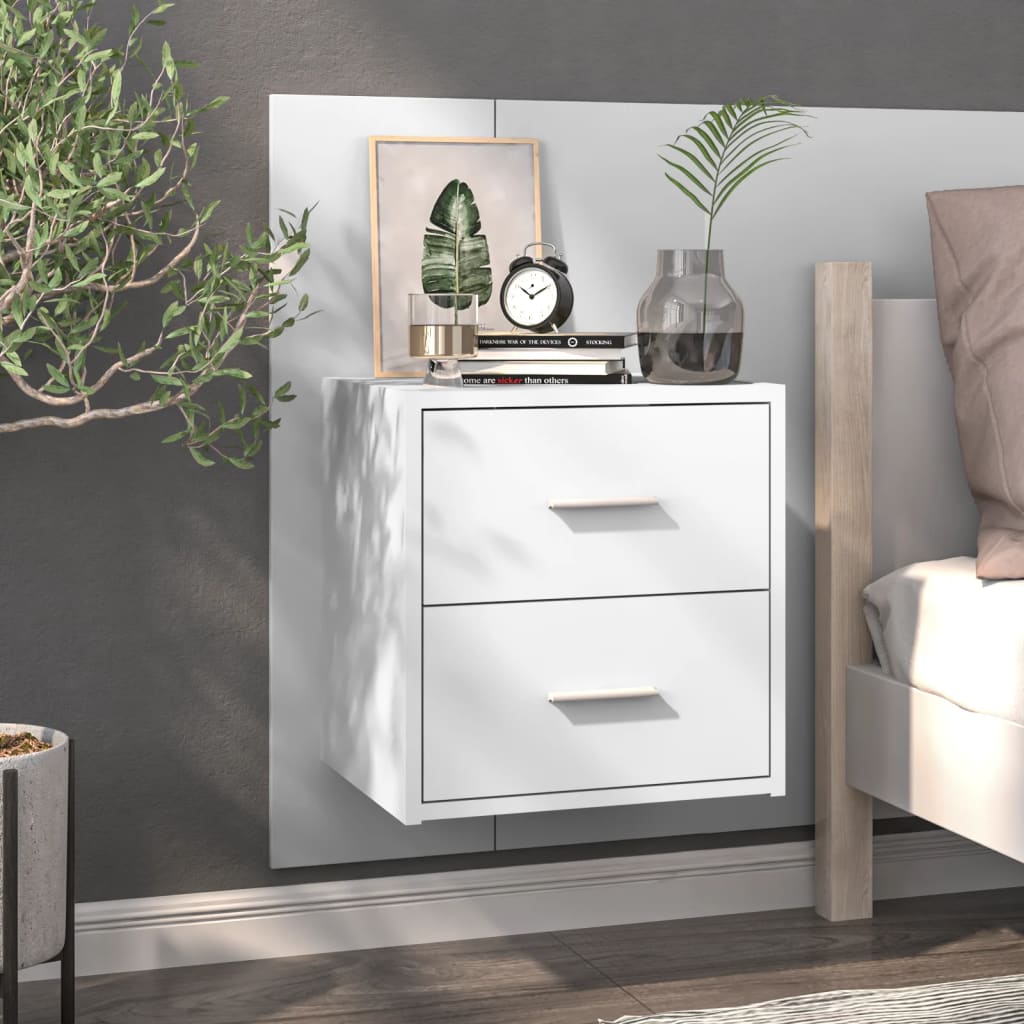 Wall-mounted Bedside Cabinet High Gloss White