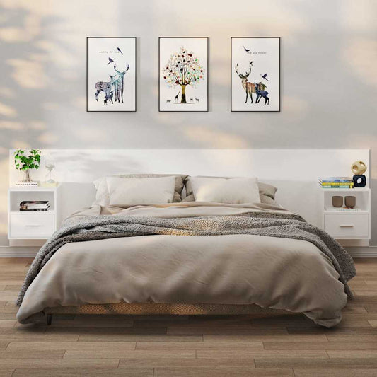 811008 vidaXL Wall-mounted Bedside Cabinets 2 pcs White