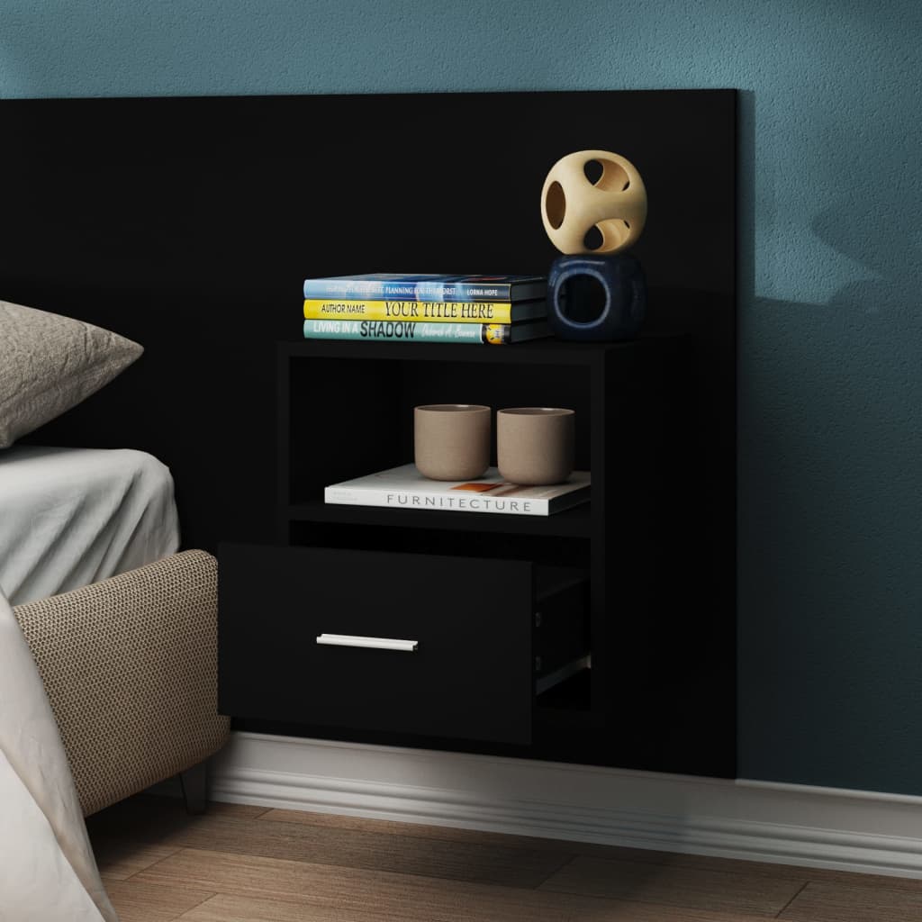 Wall-mounted Bedside Cabinet Black