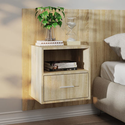811014 vidaXL Wall-mounted Bedside Cabinets 2 pcs Sonoma Oak