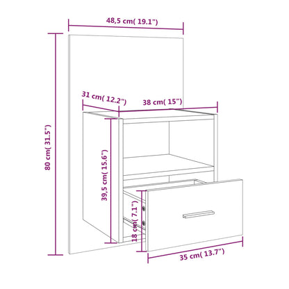 811014 vidaXL Wall-mounted Bedside Cabinets 2 pcs Sonoma Oak