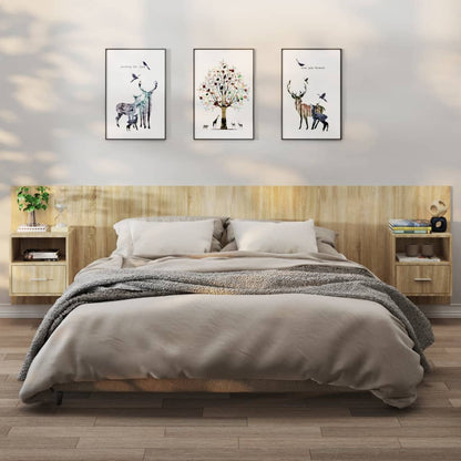 811014 vidaXL Wall-mounted Bedside Cabinets 2 pcs Sonoma Oak