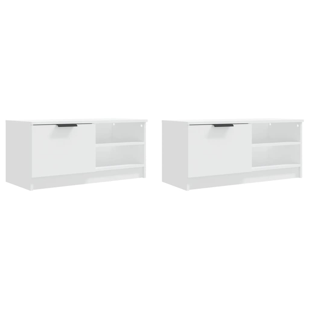 2 Piece TV Cabinet Set White 80x35x36,5 cm Engineered Wood