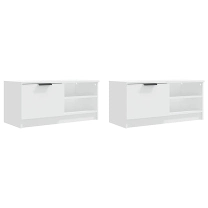 2 Piece TV Cabinet Set White 80x35x36,5 cm Engineered Wood