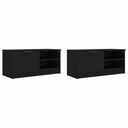 2 Piece TV Cabinet Set Black 80x35x36,5 cm Engineered Wood