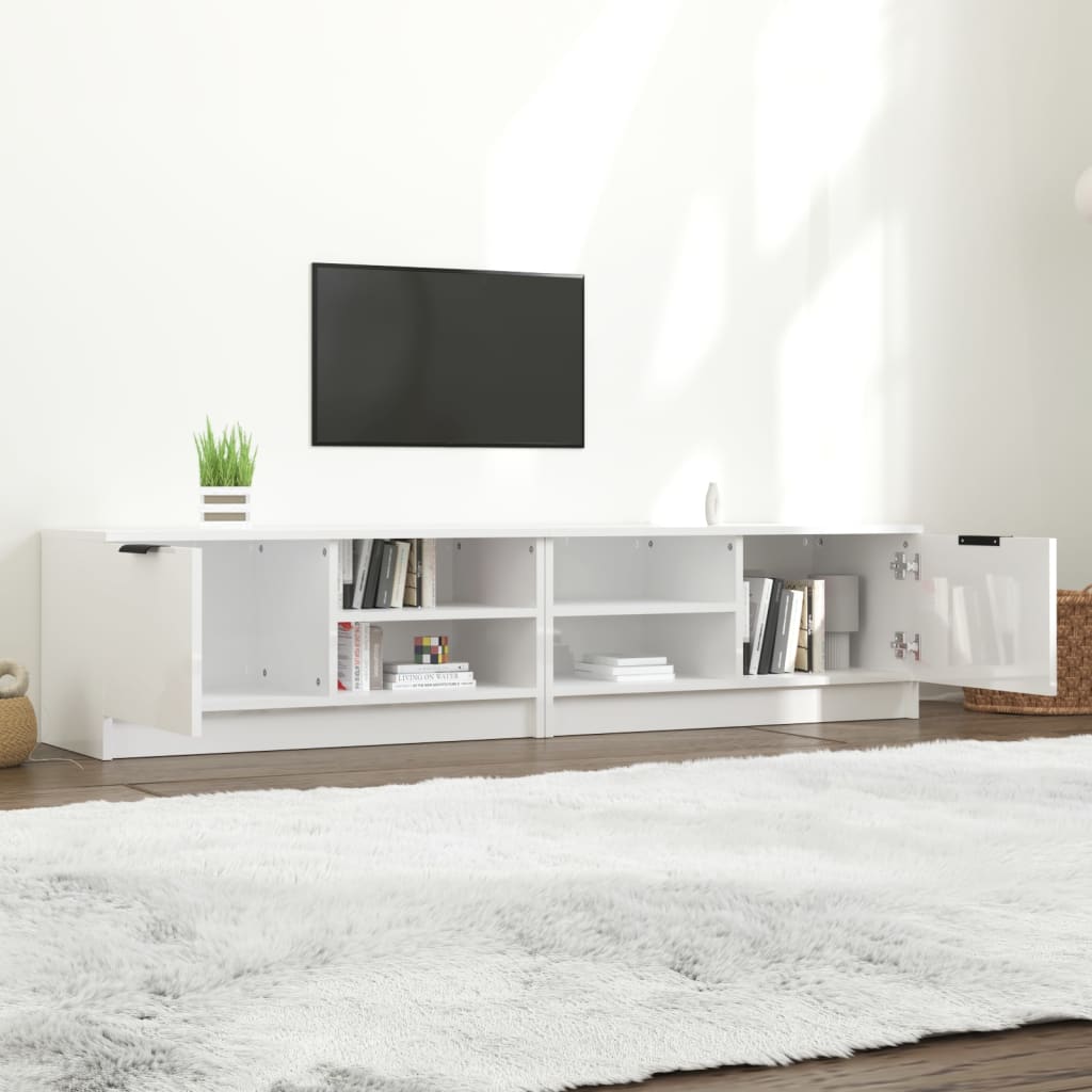 2 Piece TV Cabinet Set High Gloss White 80x35x36,5cm Engineered Wood