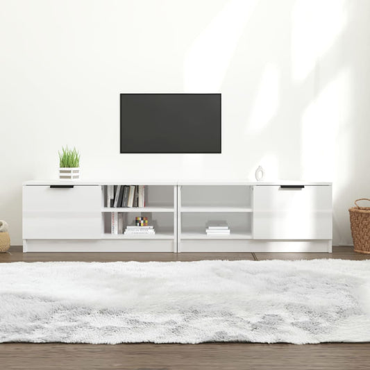 2 Piece TV Cabinet Set High Gloss White 80x35x36,5cm Engineered Wood