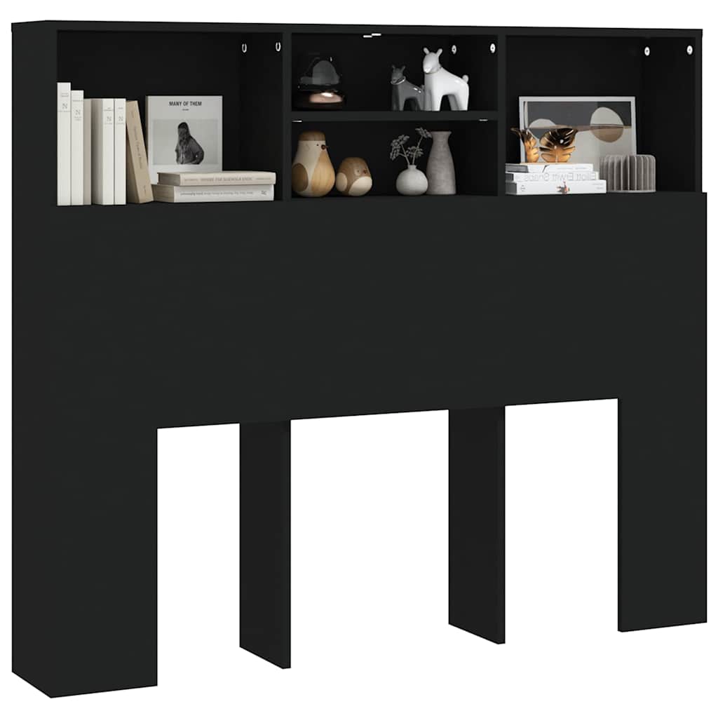 Headboard Cabinet | Black | Engineered Wood | Medium | Headboard Cabinet